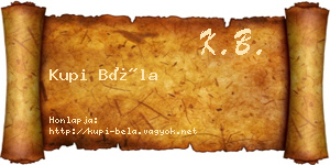 Kupi Béla névjegykártya