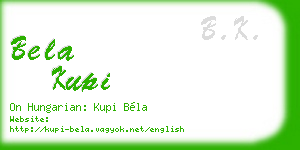 bela kupi business card